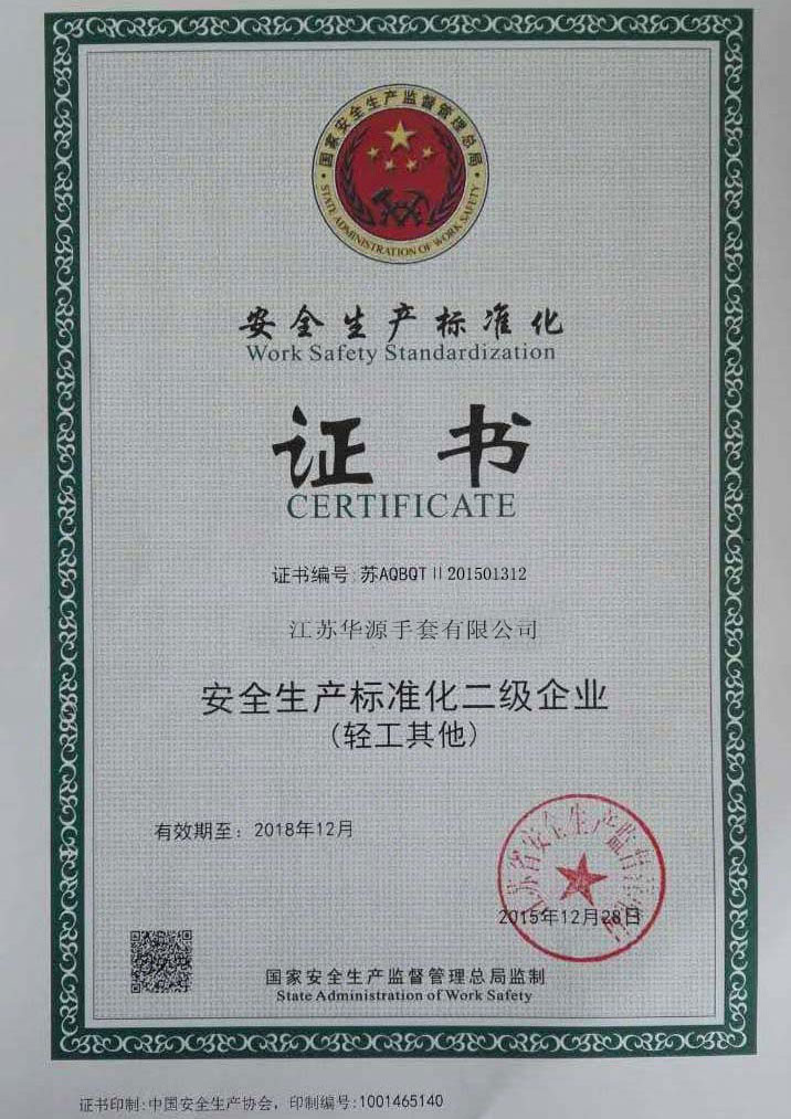 Safety production standardization of Jiangsu Province