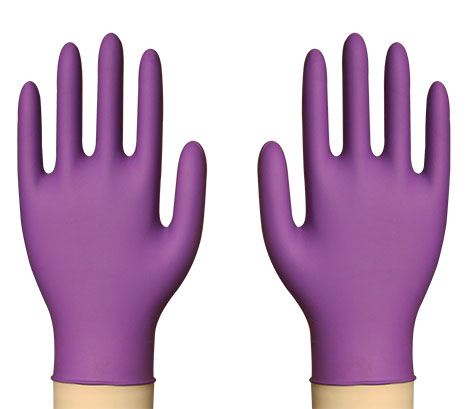 紫色麻面9寸丁腈检查手套